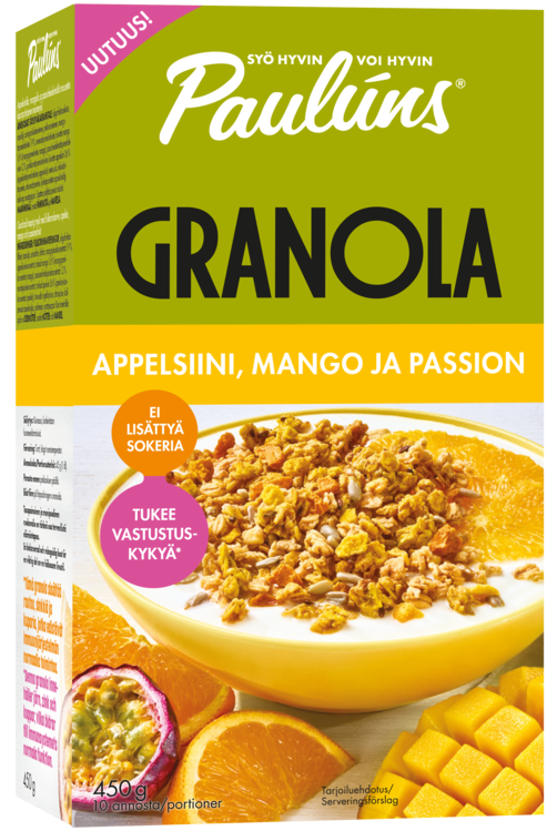 Paulúns Granola Appelsiini, mango ja passion